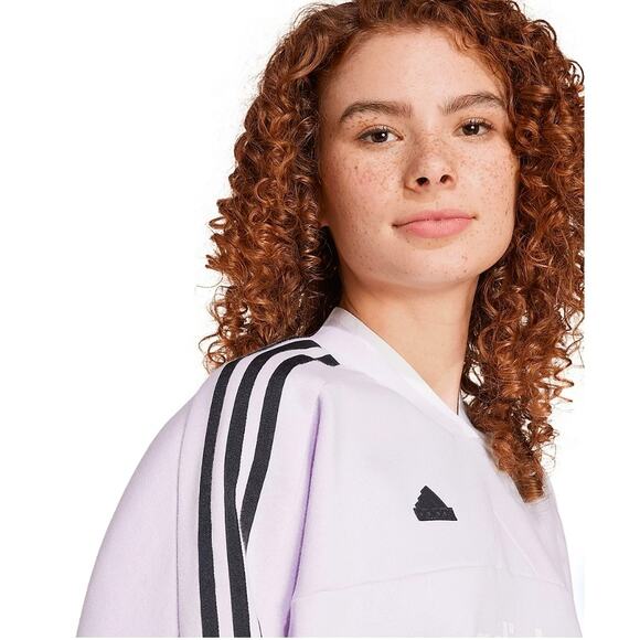 NEW Adidas Tiro Cut 3 Stripes Womens XL Fleece Sweatshirt Ice Lavender Purple - Picture 7 of 7